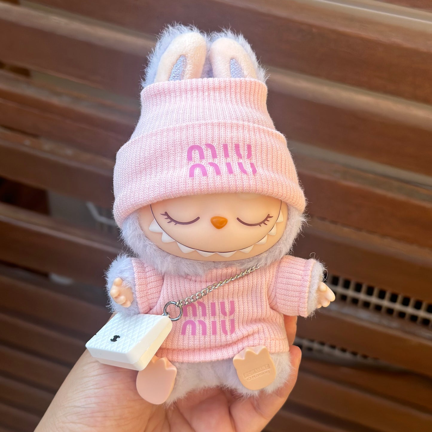 POP MART The Monsters Labubu Fashion Dress - MIUMIU Style Pink Top+Hat + Bag