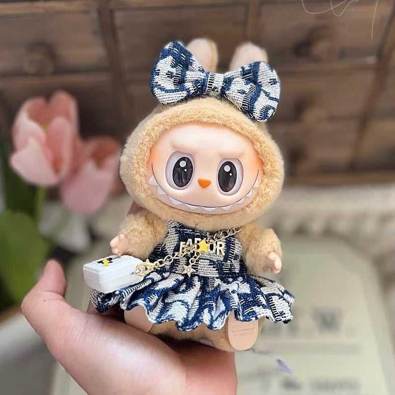 POP MART The Monsters Labubu Fashion Dress - Dior Style Skirt+ Bow + Dior Style Bag