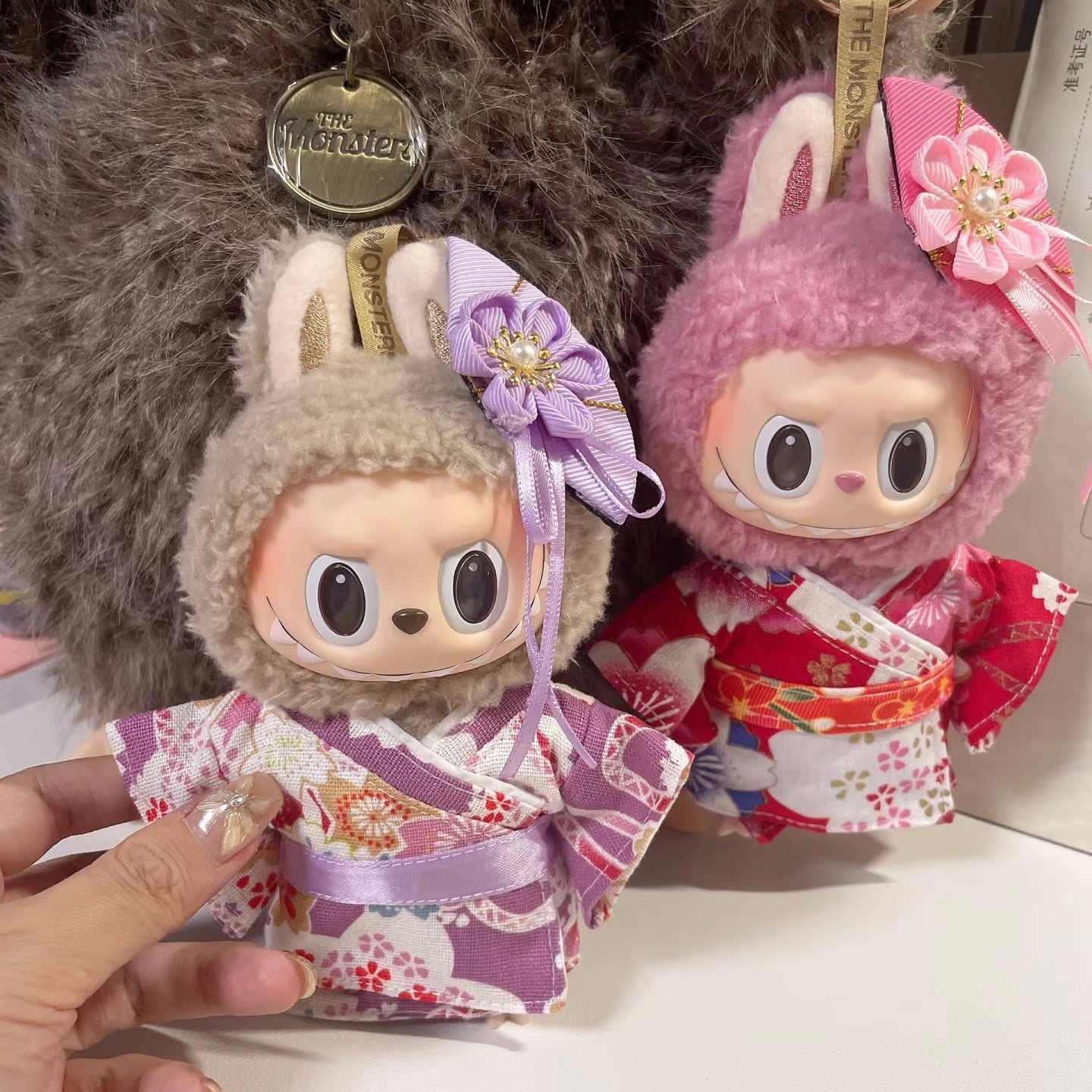 POP MART The Monsters Labubu Fashion Dress - Japanese Style Pink Kimono