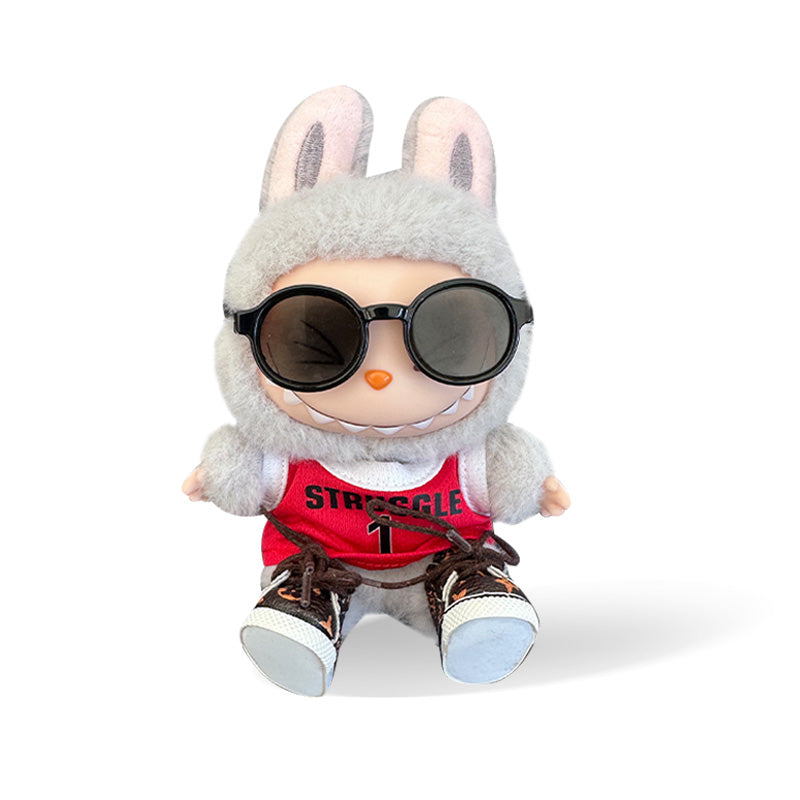 POP MART The Monsters Labubu Fashion Dress - Red Jersey + Sunglasses + LV Style Shoes