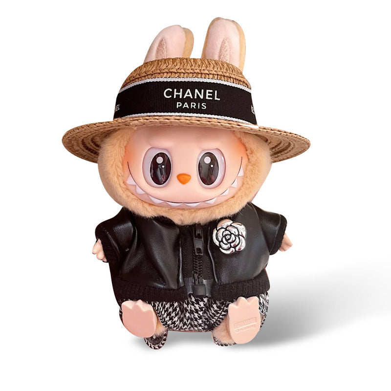 POP MART The Monsters Labubu Fashion Dress - Chanel Black Jacket + Straw hat + Pants