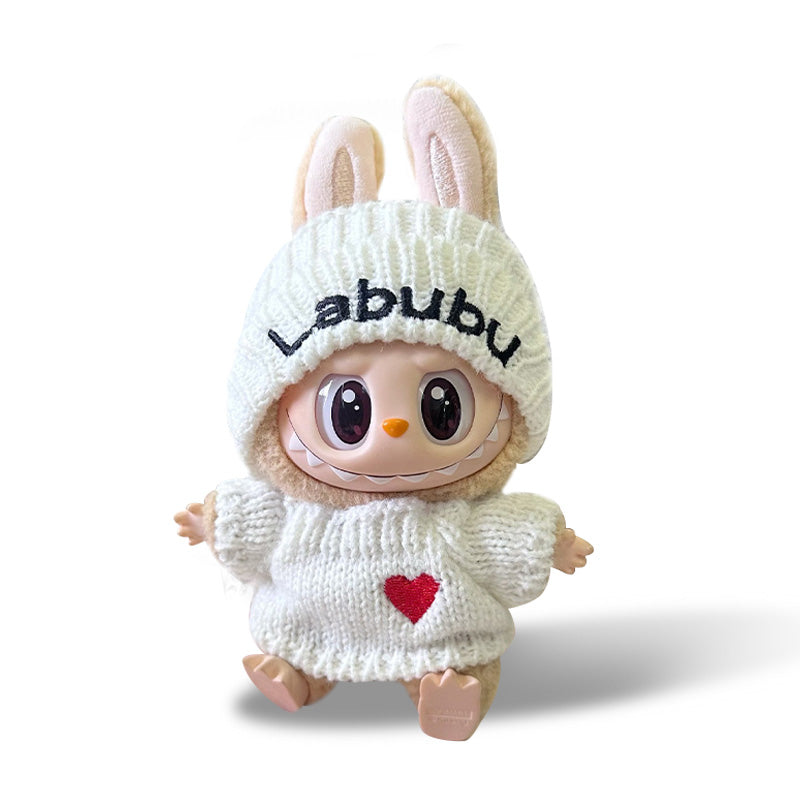 POP MART The Monsters Labubu Fashion Dress - White knitted hat + white sweater