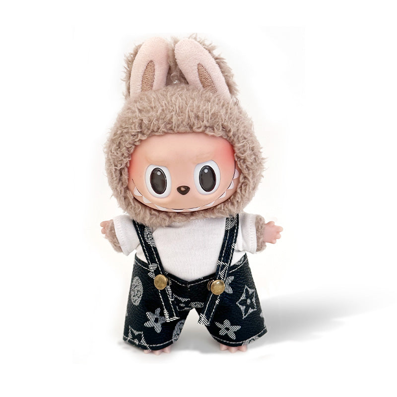 POP MART The Monsters Labubu Fashion Dress - White Top+ LV Style Blue Overalls