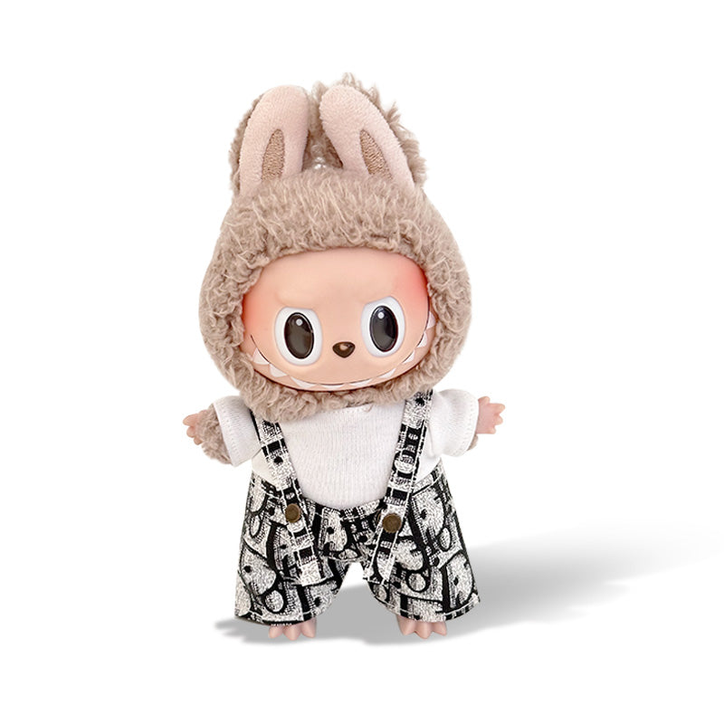 POP MART The Monsters Labubu Fashion Dress - White Top+ Dior Style Blue Overalls