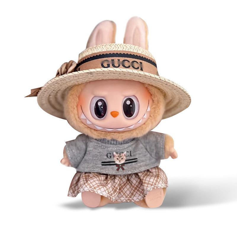 POP MART The Monsters Labubu Fashion Dress - Cat Top+ Skirt + Straw Hat