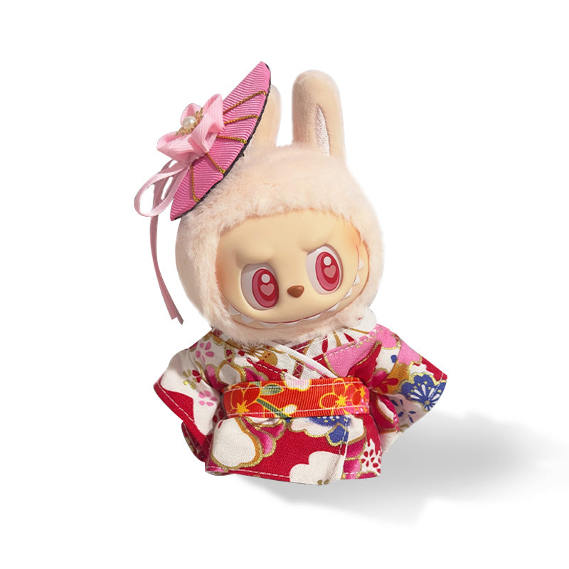 POP MART The Monsters Labubu Fashion Dress - Japanese Style Pink Kimono