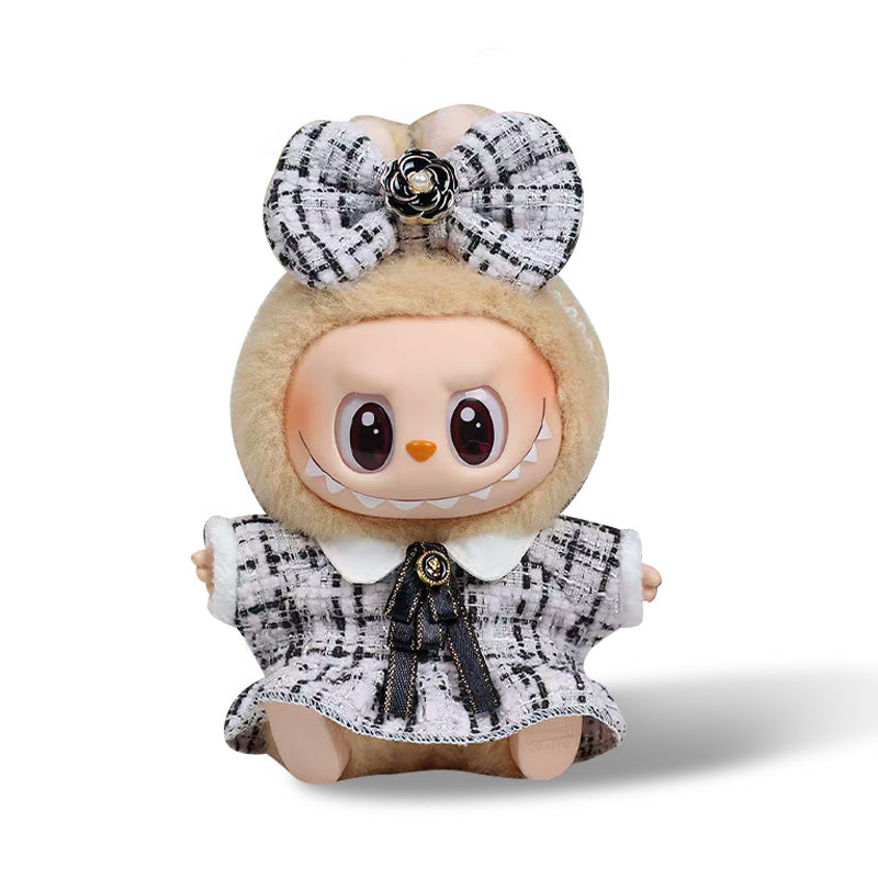 POP MART The Monsters Labubu Fashion Dress - Black and white stripes Skirt + Bow