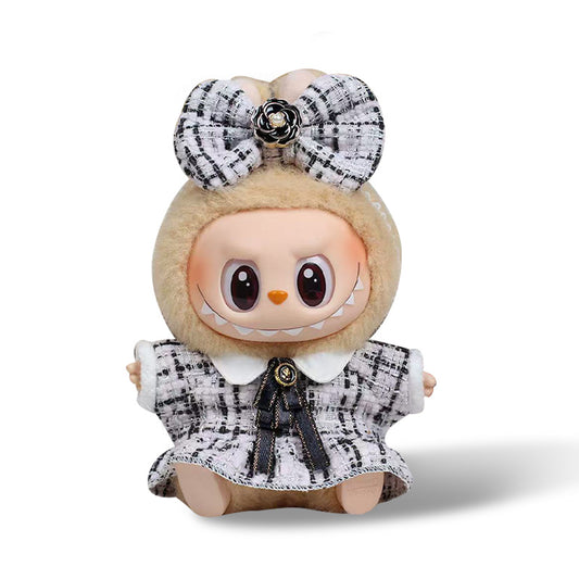 POP MART The Monsters Labubu Fashion Dress - Black and white stripes Skirt + Bow