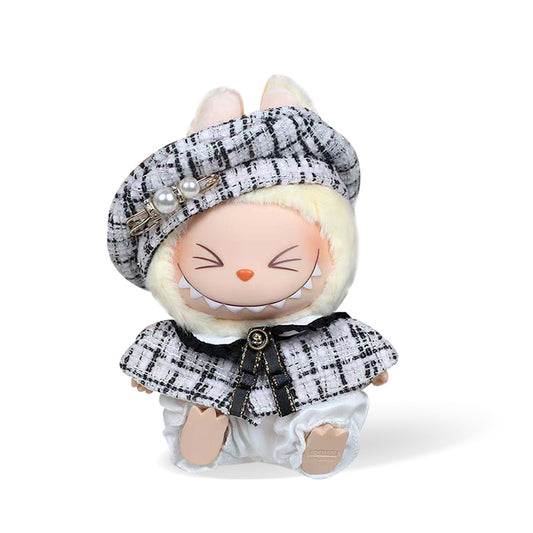 POP MART The Monsters Labubu Fashion Dress - Black and white beret + Cape