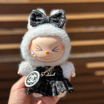 POP MART The Monsters Labubu Fashion Dress - LV Style Skirt + Bow + Chanel style bag