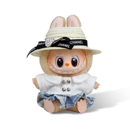 POP MART The Monsters Labubu Fashion Dress - Chanel Style White Top+ Skirt+Straw hat (Pre-order 1-2 weeks arrive)