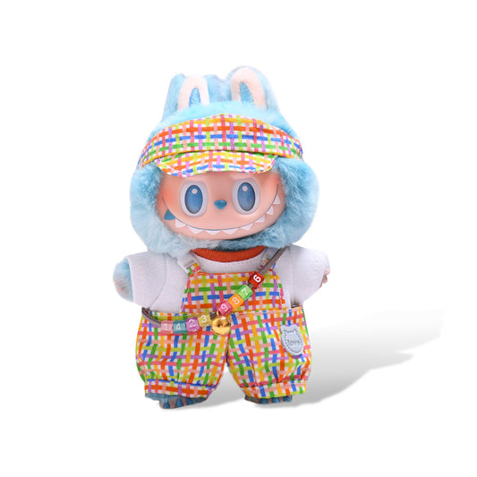 POP MART The Monsters Labubu Fashion Dress - Colorful overalls + top + hat + necklace