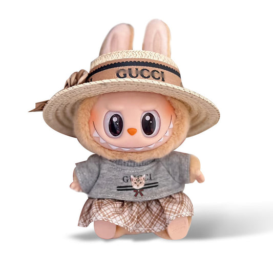 POP MART The Monsters Labubu Fashion Dress - Cat Top+ Skirt + Straw Hat